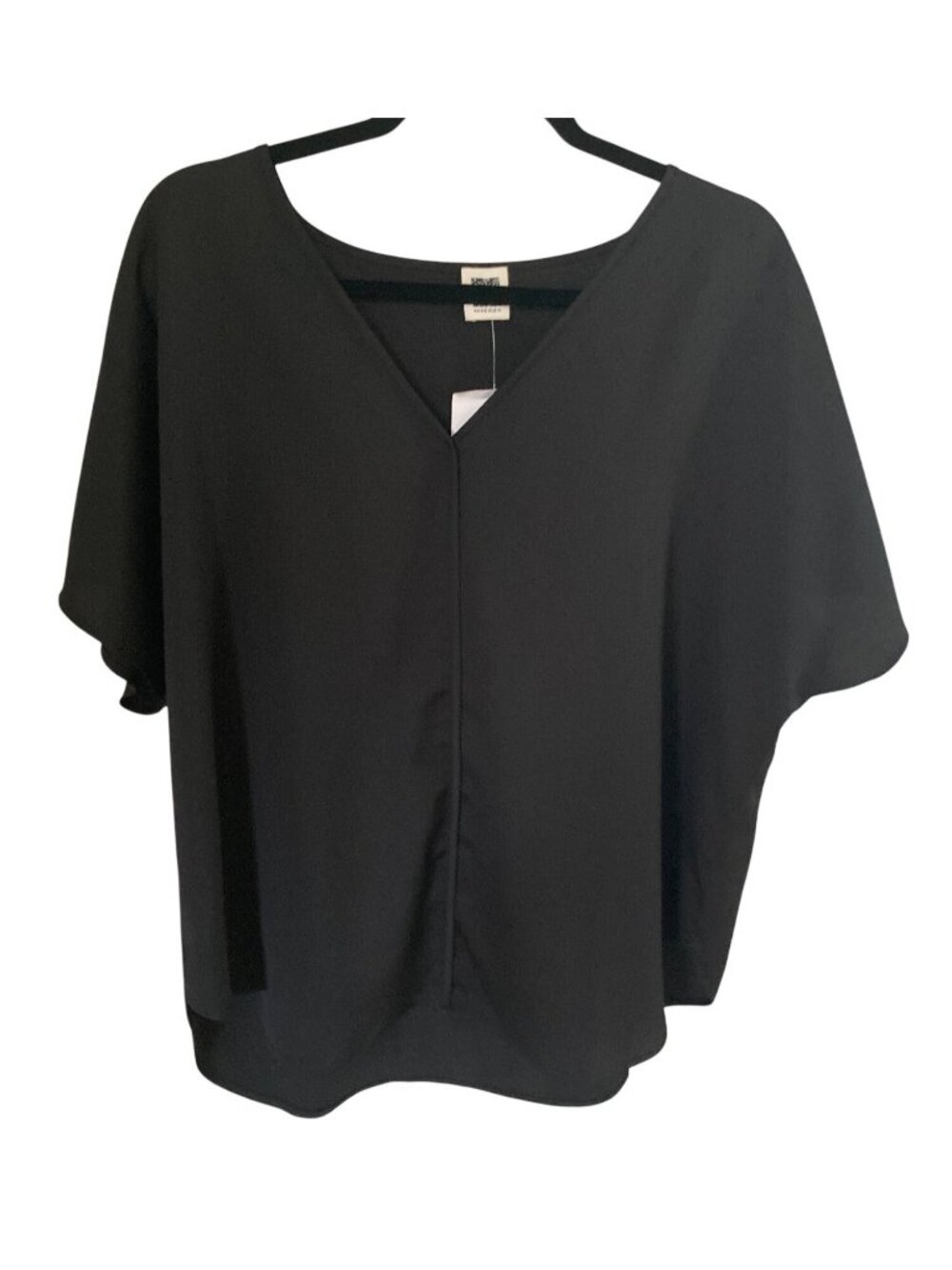 Anne Klein Women's Black V-Neck  Top Blouse NWT